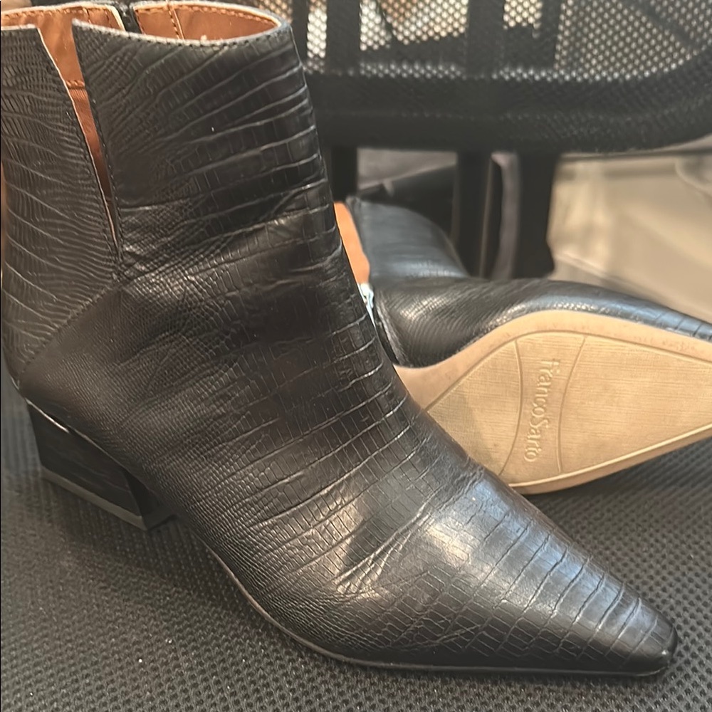 Franco Sarto Black Ankle Booties with Western Heel